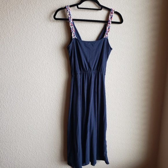 Ella Moss Sundress Navy Braided Strap Sz M - Picture 3 of 3